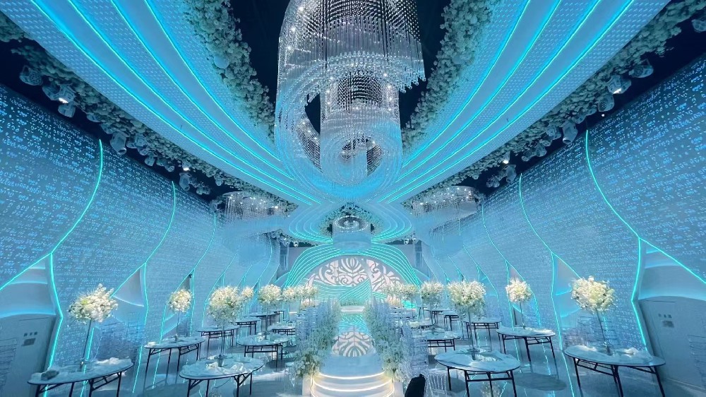 Rose lighting 1934 dual signal 5050 RGB pixel led strip light up the Vienna wedding hall in chongqing